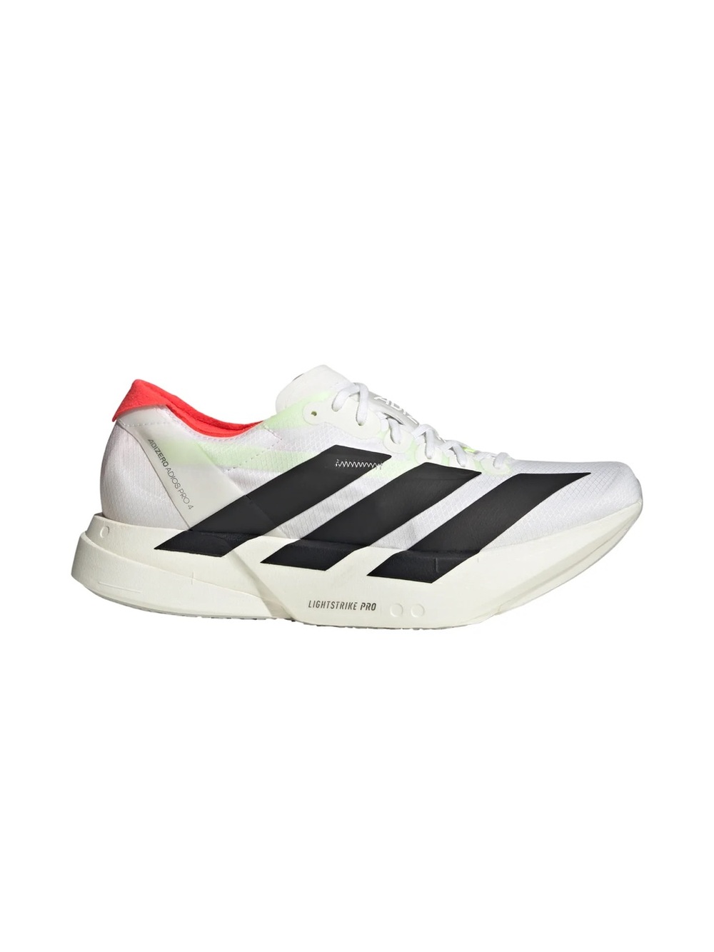 adidas White Running Shoes with Black Stripes and Coral Heel